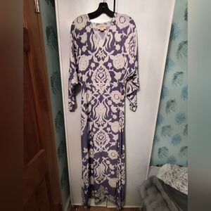 Figue Calico dress Caspian Garden Amethyst Purple Sleek Viscose Crepe SZ S